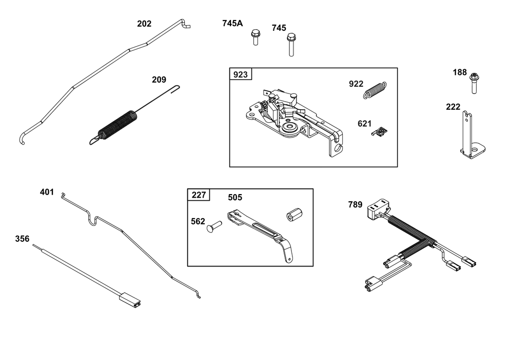 Controls Group Diagram and Parts List for 123P0B-0068-H5 100000 - 19Z999 Briggs and Stratton Engine